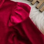 Red velvet baby girl Santa dress with hat (7)