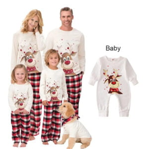 Reindeer plaid matching Christmas pyjamas (1)