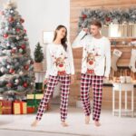Reindeer plaid matching Christmas pyjamas (2)