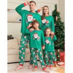 Santa print green matching christmas pyjamas (3)