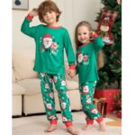 Santa print green matching christmas pyjamas (4)