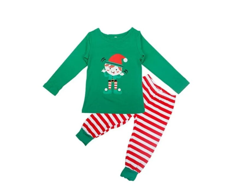 Baby striped Christmas sleepsuit with elf design and zip front