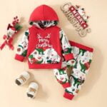 Unisex baby hooded Christmas outfit - dinosaur (2)