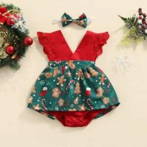 V-neck baby girl Christmas dress (3)