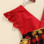 V-neck baby girl Christmas dress - Red (3)