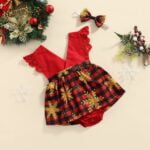 V-neck baby girl Christmas dress - Red (4)