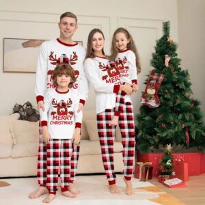 White matching Christmas plaid pyjamas set (1)