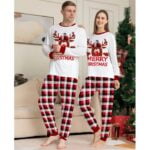 White matching Christmas plaid pyjamas set (2)