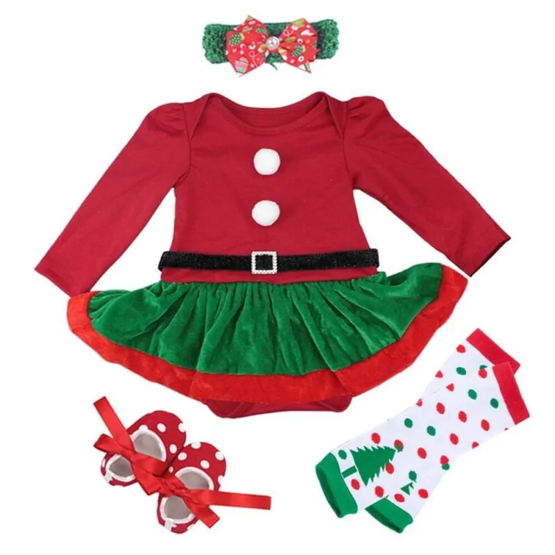 Baby girl long sleeve velvet Christmas dress set