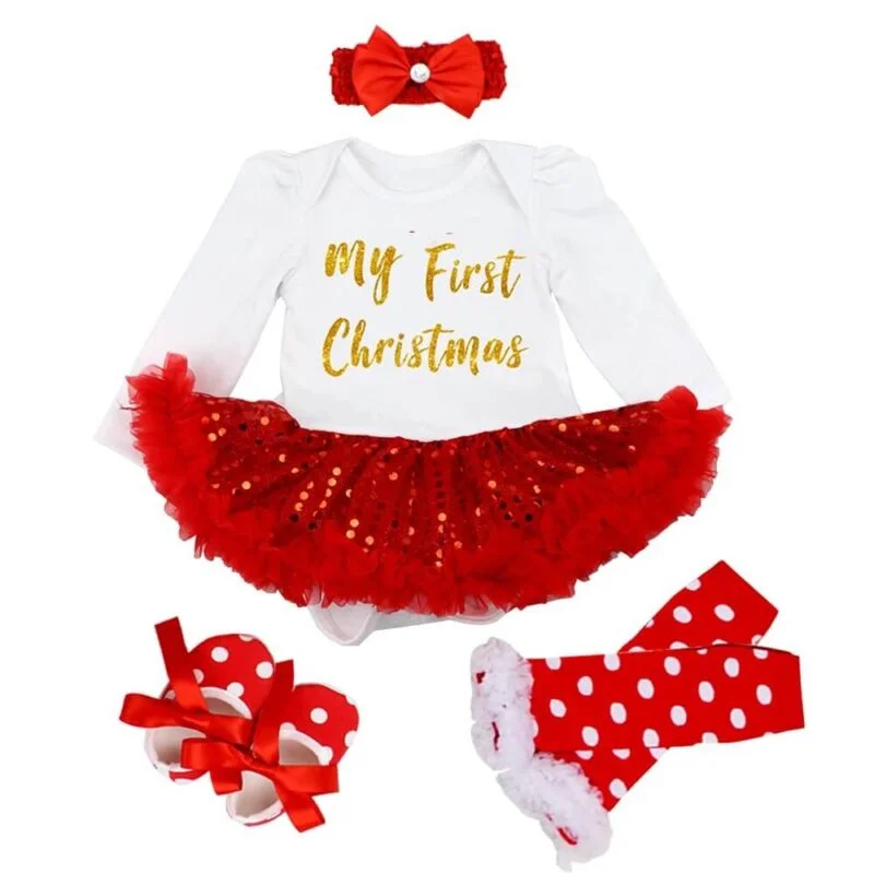 Baby girl my first Christmas outfit set