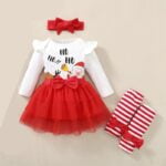 Baby girl white and red Christmas outfit set (1)