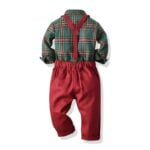 Boys Christmas plaid outfit set - Green and Red (1)