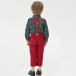 Boys Christmas plaid outfit set - Green and Red (4)