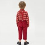 Boys Christmas plaid outfit set - Red (3)
