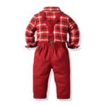 Boys Christmas plaid outfit set - Red (5)