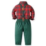 Boys Christmas plaid outfit set - green (3)