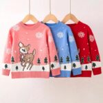 Deer print girl Christmas jumper (1)