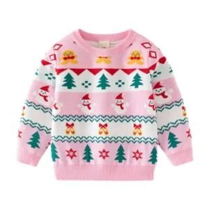 Festive print kids Christmas jumper - Pink (7)