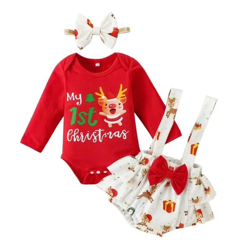 Newborn girl my 1st Christmas outfit set (4)