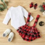 Newborn girl my 1st Christmas plaid outfit set (5)