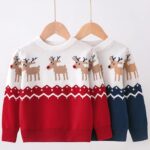 Reindeer print kids Christmas jumper