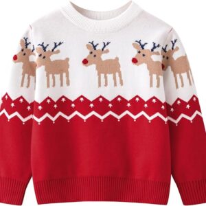 Reindeer print kids Christmas jumper - Red (4)