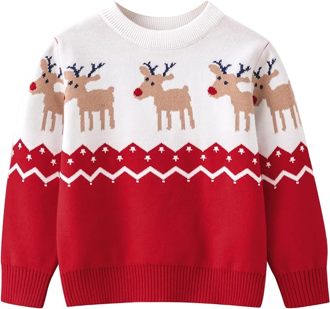 Reindeer print kids Christmas jumper - Red (4)