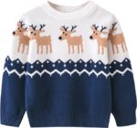 Reindeer print kids Christmas jumper - navy-blue (1)