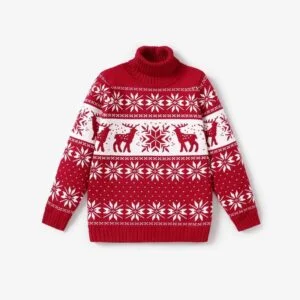 Reindeer print unisex Christmas jumper - Red (2)