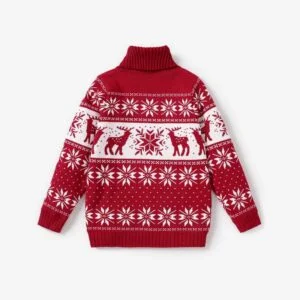 Reindeer print unisex Christmas jumper - Red (3)