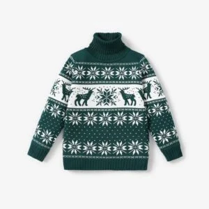 Reindeer print unisex Christmas jumper - green (2)