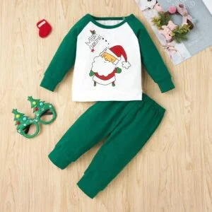 White and green baby Christmas outfit (4)