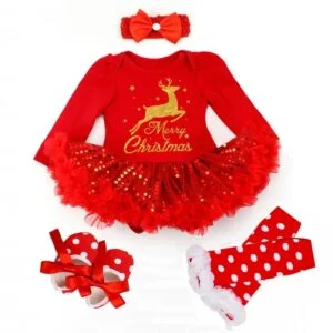 baby girl red tulle sequin merry christmas dress set