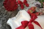 Baby girl white flower girl dress with red sash (6)