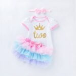 Colourful girls 2nd birthday tutu outfit set (3)