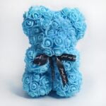 Handmade blue rose teddy bear (1)