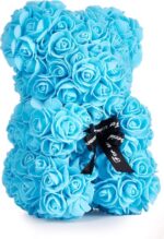 Handmade blue rose teddy bear (3)