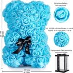 Handmade blue rose teddy bear (4)