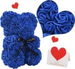 Handmade dark blue rose teddy bear (4)