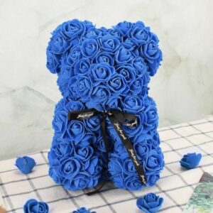 Handmade dark blue rose teddy bear (6)