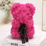 Handmade dark pink rose teddy bear (2)