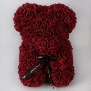 Handmade dark red rose teddy bear (2)