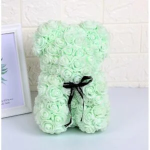 Handmade mint green rose teddy bear (2) (1)