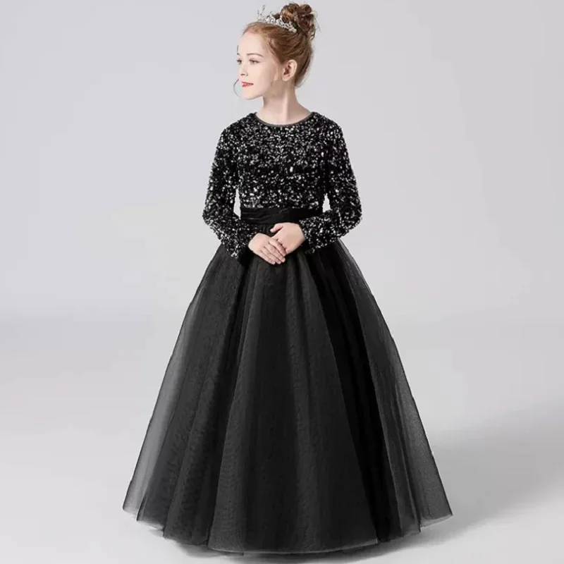 Long sleeve black dress sales kids