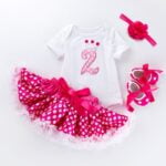 Polka dot pink 2nd birthday outfit set