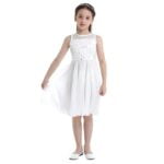 Sequin top junior bridesmaid dress-ivory (2)