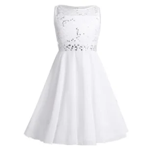 Sequin top junior bridesmaid dress-ivory (3)