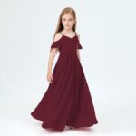 Slip chiffon junior bridesmaid dress-burgundy