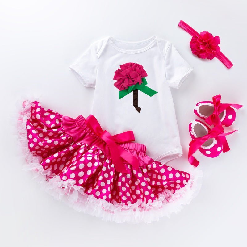 pink polka dot baby girl birthday outfit set