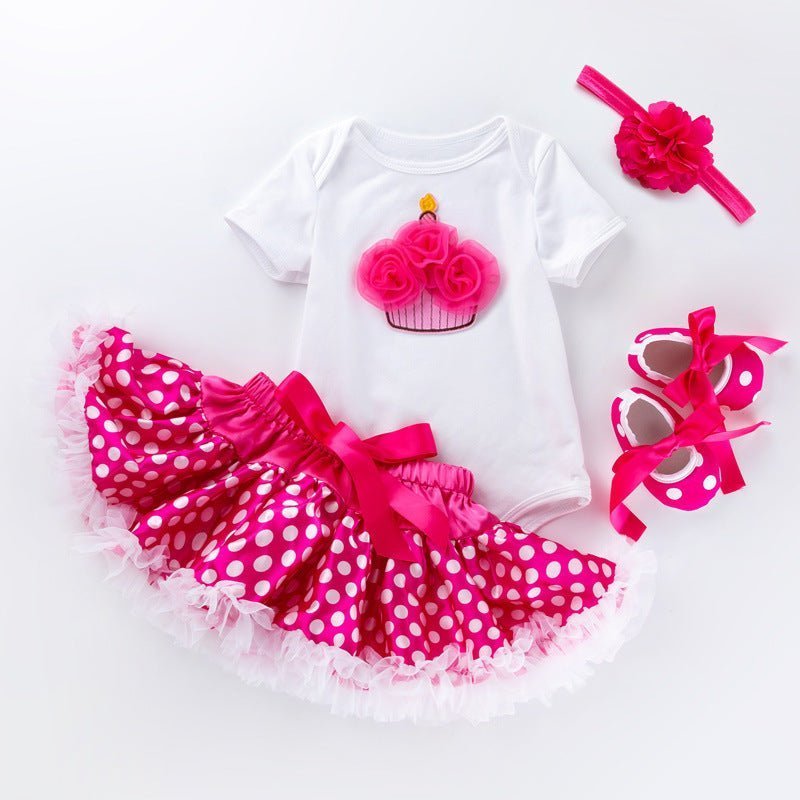polka dot baby girl first birthday outfit set